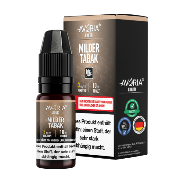 Avoria - Milder Tabak E-Zigaretten Liquid 3 mg/ml