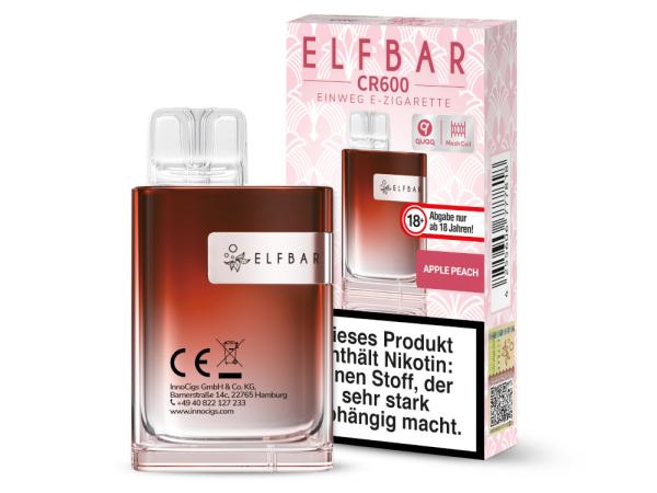 Elfbar - CR600 Einweg E-Zigarette - Apple Peach 20 mg/ml